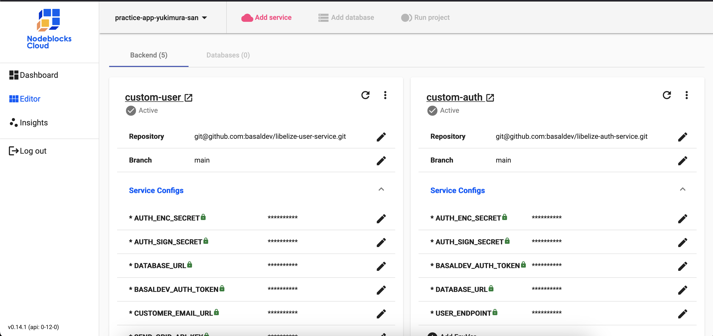 Screenshot of Nodeblocks Cloud